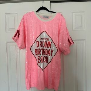 Pink Sequin Graphic Dress
